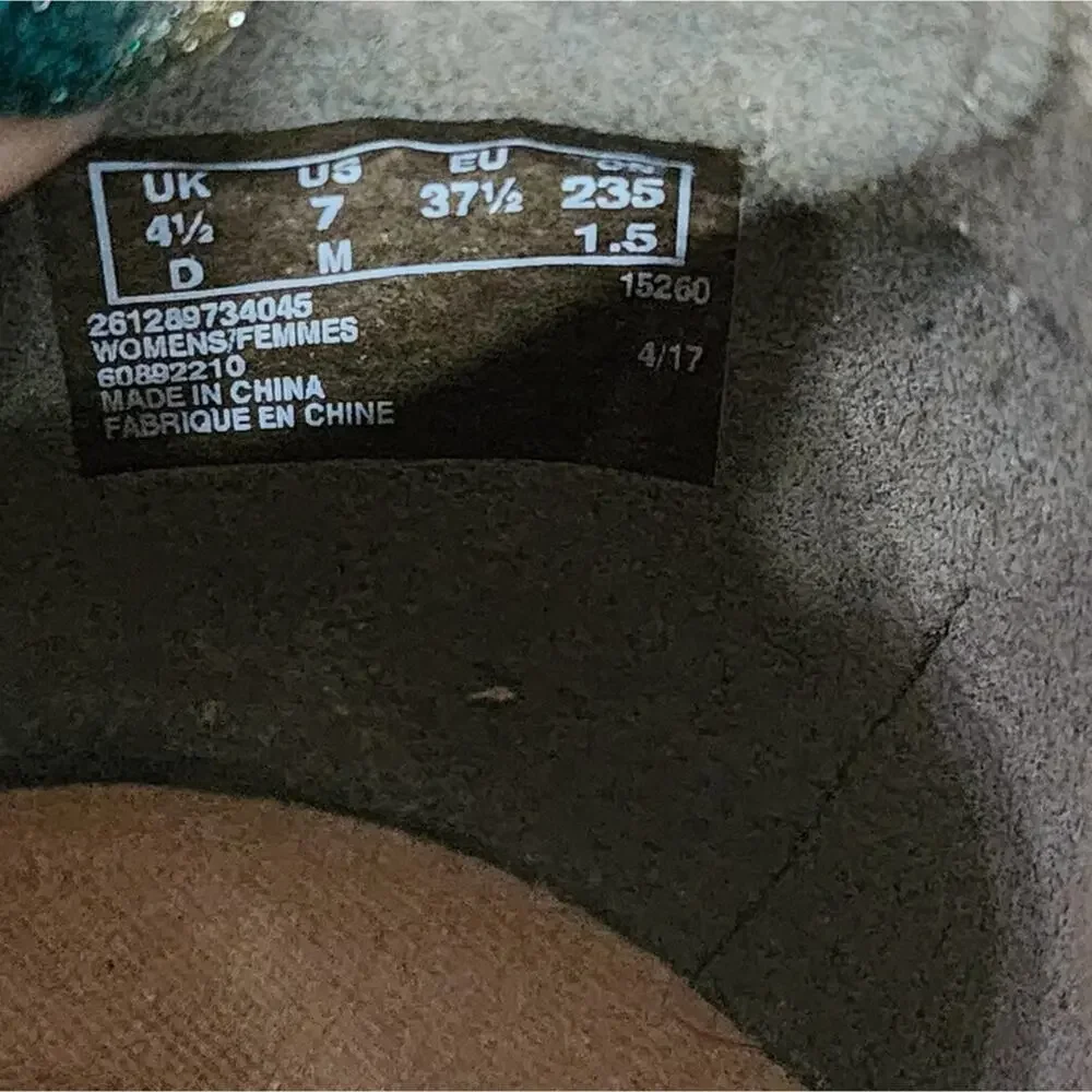 Clarks Stone‎ Snakeskin print Flores Tulip Leather Wedge Women's size 7